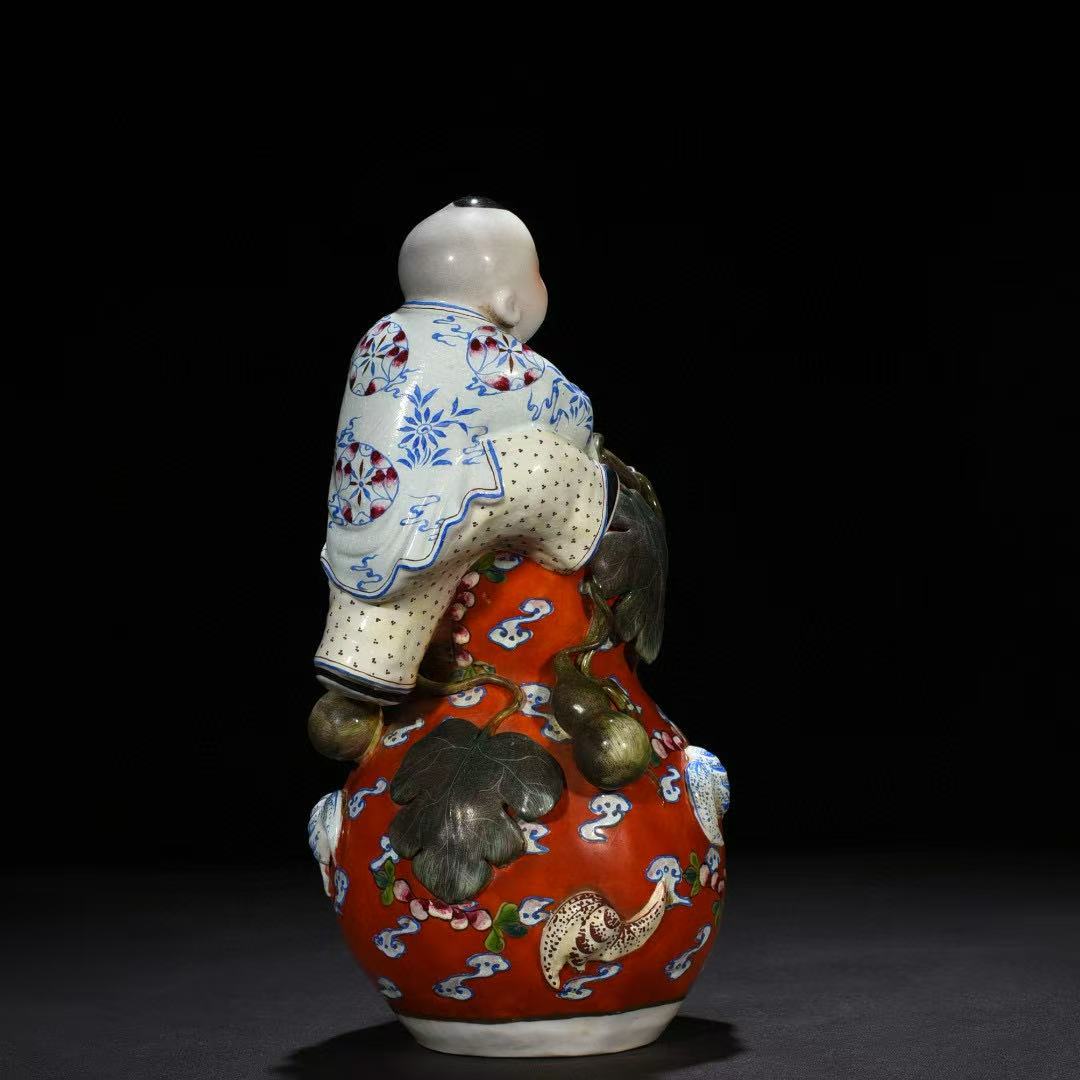 粉彩代代福祿葫蘆娃瓷塑 - 图片 4