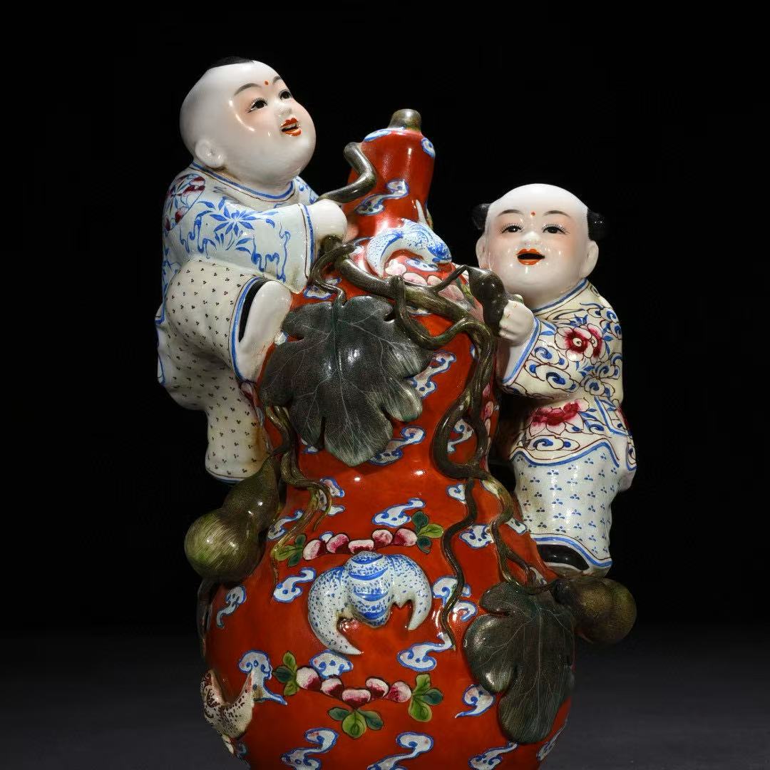 粉彩代代福祿葫蘆娃瓷塑 - 图片 7