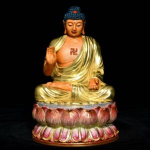 清乾隆 粉彩鎏金佛