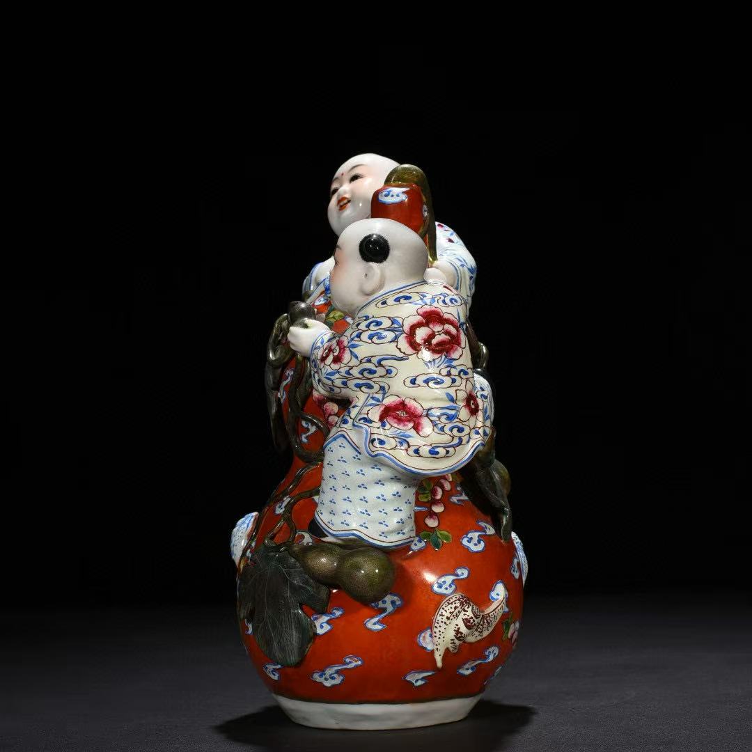粉彩代代福祿葫蘆娃瓷塑 - 图片 8