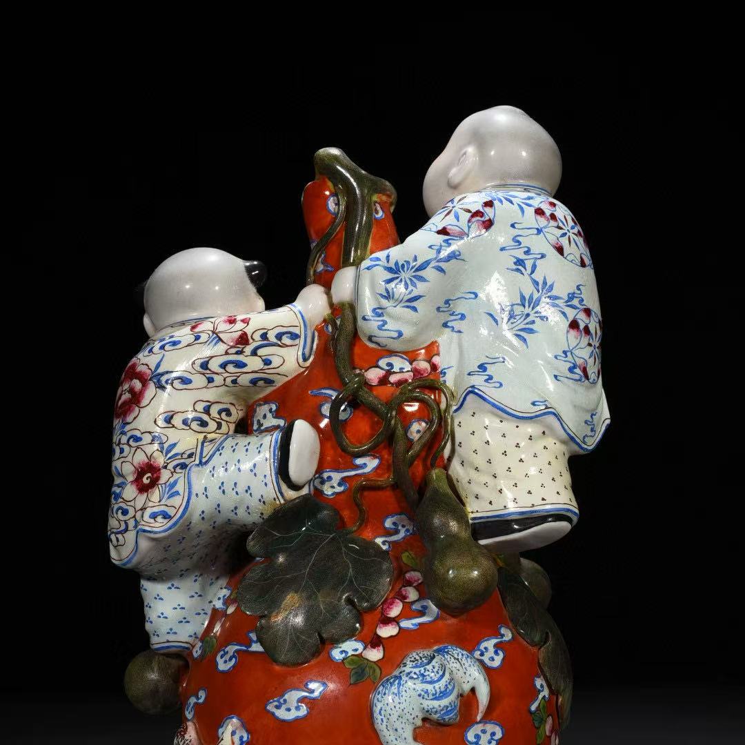 粉彩代代福祿葫蘆娃瓷塑 - 图片 3