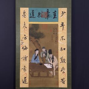 【趙孟頫】人物，一物一圖，精品三尺純手繪對聯絹本中堂畫 裱裝尺寸：約200*77cm左右 畫芯尺寸：約110＊65cm左右