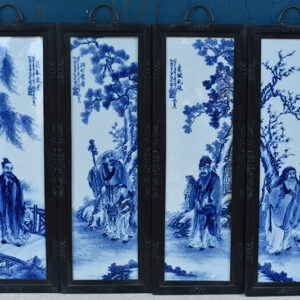 民國竹溪道人王步四愛人物瓷板 古玩古董古瓷器