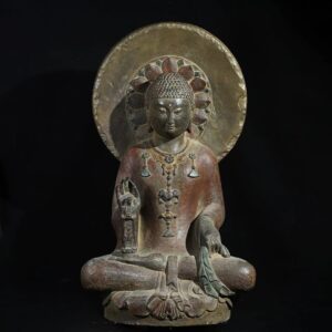 北魏青石彩繪坐佛造像 高71公分 寬39公分 厚26公分